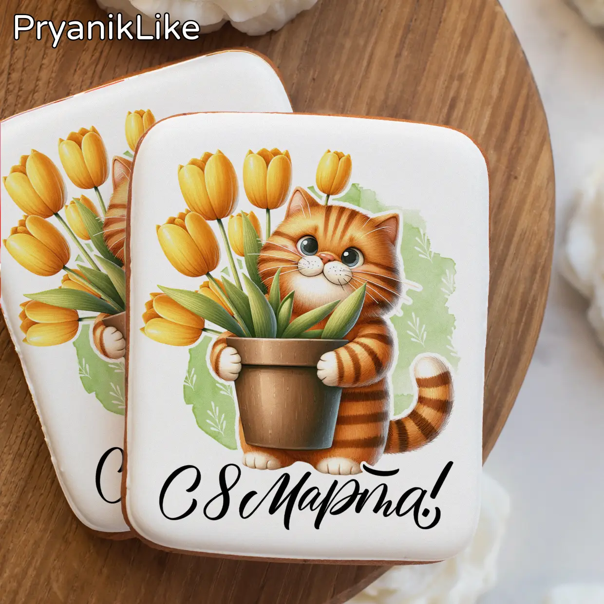 NEW Пряник прямоугольный с котиками (8-10 см.)